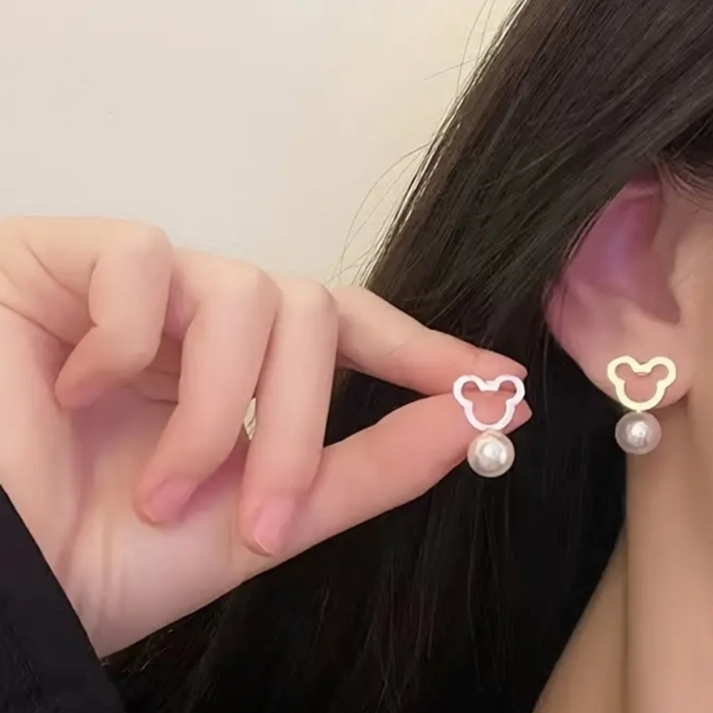 Mickey Mouse Elegant stud earrings design with exquisite hollow